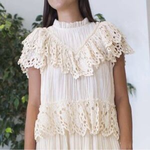 Sea New York Elise Flutter Sleeve Top Size L Cream Ivory